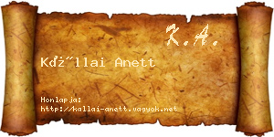 Kállai Anett névjegykártya